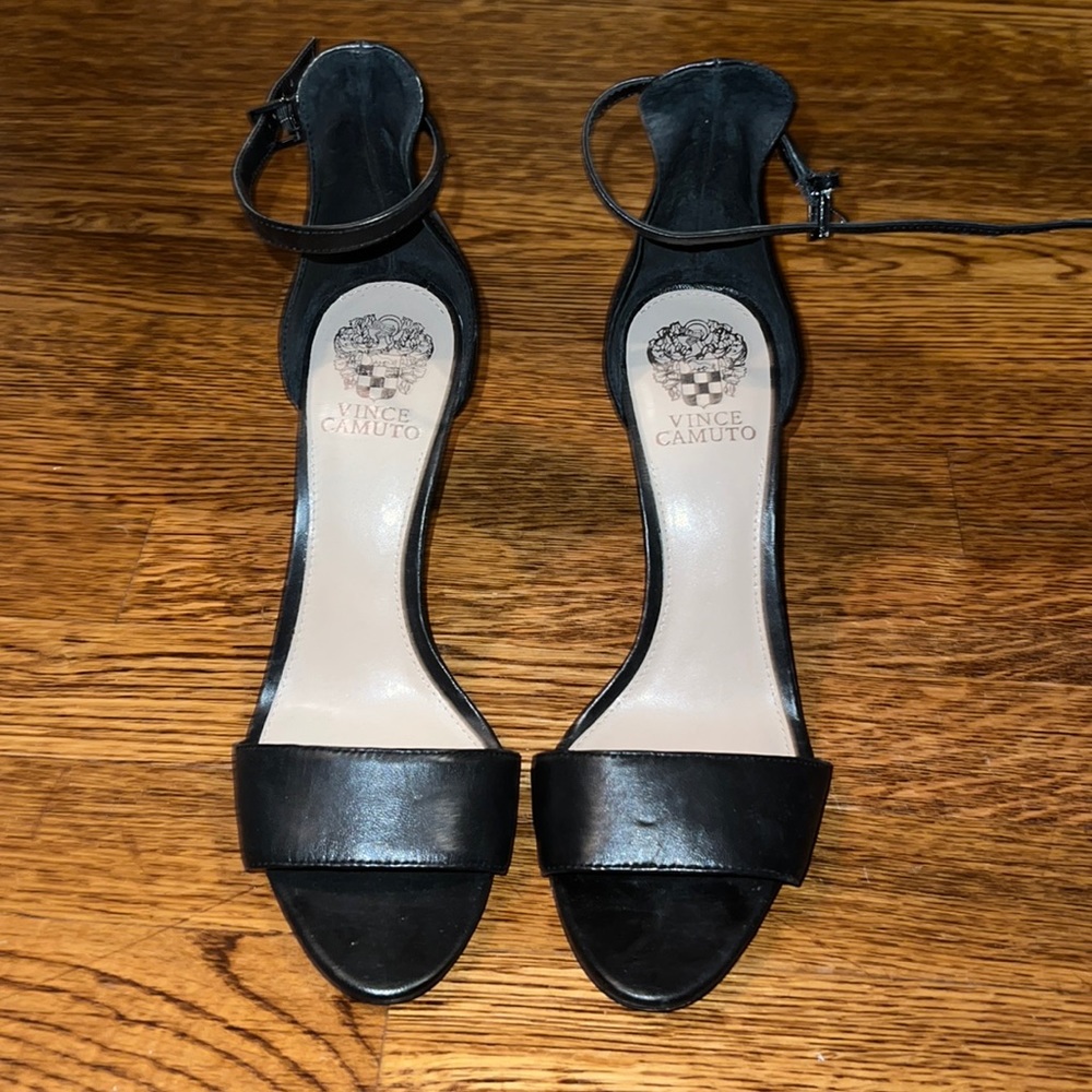 Vince Camuto Black Ankle Strap Stiletto Heel, Size 9